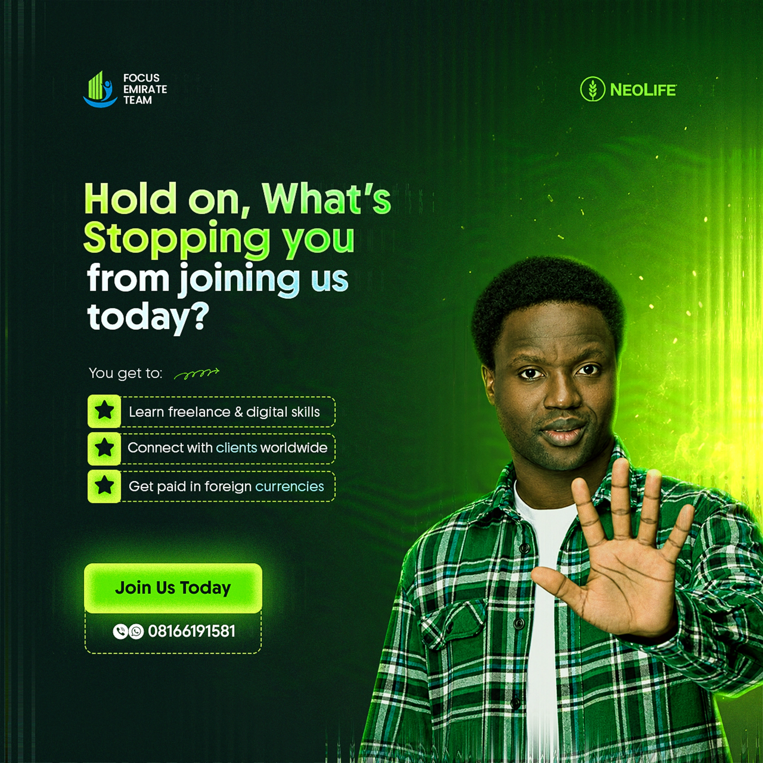 A social media campaign design created for a network marketing and freelancing brand